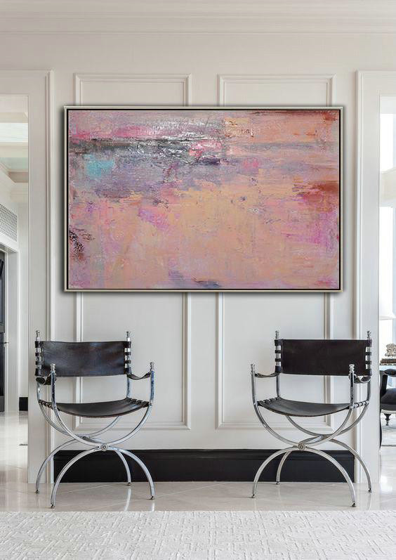 Handmade Large Contemporary Art,Oversized Horizontal Contemporary Art,Large Canvas Art,Modern Art Abstract Painting,Nude,Pink,Purple,Brown.etc